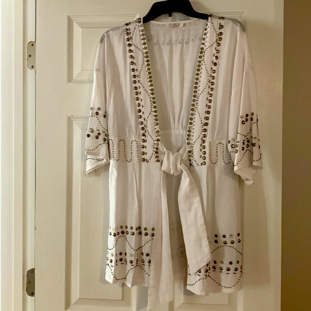 Silver studded white blouse. Never worn
